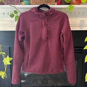 The North Face 1/4 Zip Fleece Hoodie Sweatshirt in purple